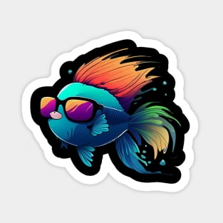 COOL BETTA FISH WITH SUNGLASSES Sticker